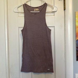 Hollister Pink and White Striped Tank Top